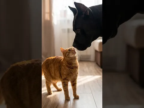 Cat Faces Giant Dogs Like a Boss 🐶🐱 #shorts  #cat  #funny