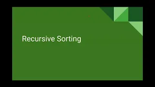 AP CS A Unit 10 Lesson 3 - Recursive Sorting
