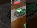 DIY cute frog on a lily pad Perler bead art