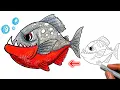 How to Color a Cute Piranha Step by Step Easy Coloring Tutorial