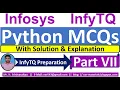 InfyTQ MCQs InfyTQ 2023 Python MCQs Preparation Python MCQs Solution Explanation Part-7