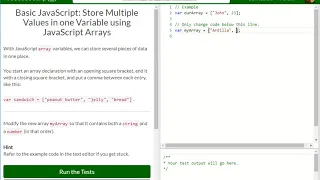 Basic JavaScript Store Multiple Values in one Variable using JavaScript Arrays free code camp Dani