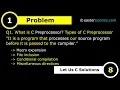 What is C Preprocessor Types of C Preprocessors Marco expansion Global vs UPPERCASE variable