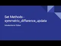 Introduction to Python - Set Methods