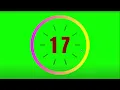 54 seconds countdown timer with number display with Alarm Greenscreen copyright free