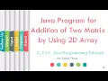 Java Program for Addition of Two Matrix by Using 2D Array SonaliThore LLAGT