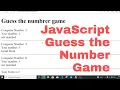 JavaScript Guess the number game - Class 8 Computer Science