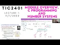 TIC2401 Lecture1 Overview of module C Programming and Number Systems