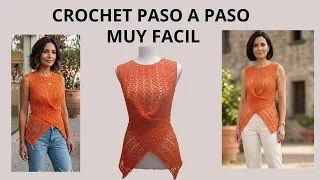Blusa de Crochet con Cruce y Drapeado | Aprende esta técnica paso a paso ⭐ (mi favorita)