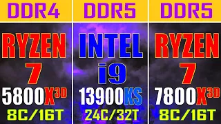 RYZEN 7 5800X3D vs INTEL i9 13900KS vs RYZEN 7 7800X3D PC GAMES TEST