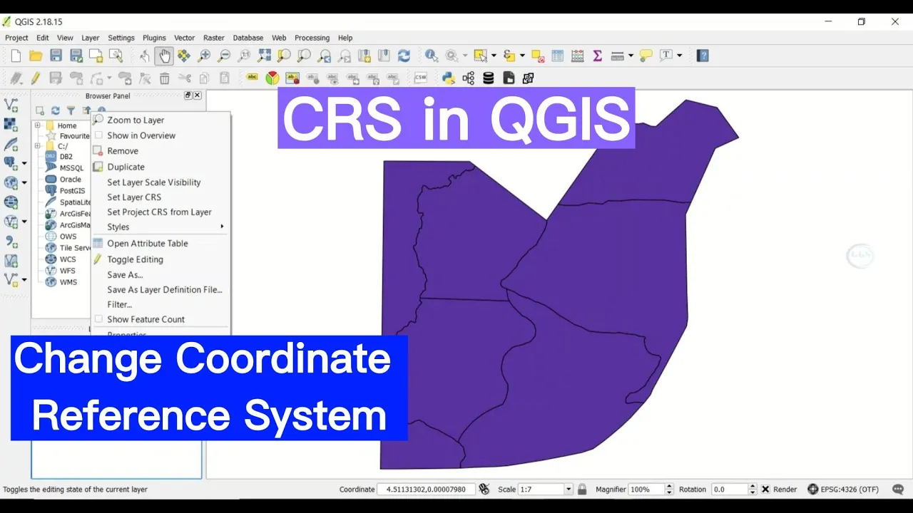 How To Change Coordinate Reference System In QGIS | CRS in QGIS