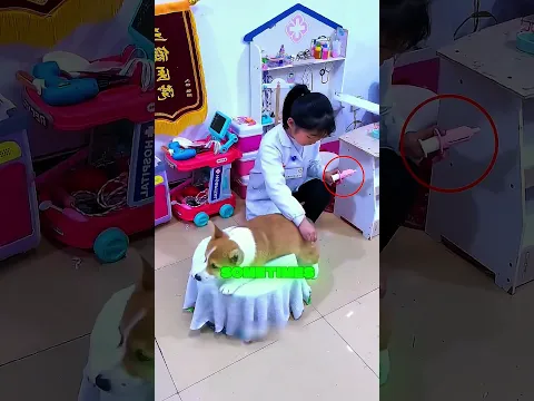 Little Girl Pretends Her Dog Is Her Patient 🐶 #dogs #cute