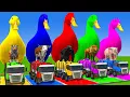 Download Lagu 5 Giant Duck Cartoon,Cow,Elephant,Tiger,Lion,Dinosaur,Paint Wild Animals Crossing Fountain Animation