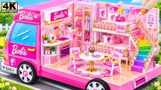 Build Dream Pink Barbie Camper Van with Cozy Bedroom & Miniature Kitchen 💕 DIY Miniature House
