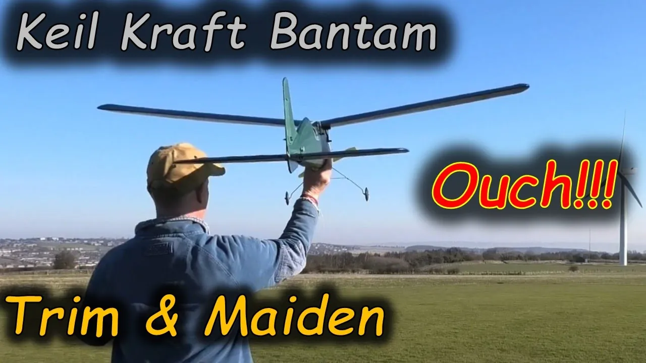Ouch!!  Maiden Flight - 1950's Keil Kraft Bantam - Triming & Maiden