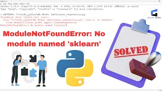 ModuleNotFoundError No module named sklearn in Python Quick Easy fix in Malayalam Python