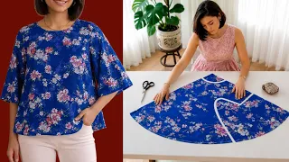 🔥 I Cut This Blouse Without a Pattern — So EASY! ✂️