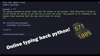 Speed online typing using PYTHON programming Monkeytype