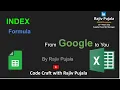 38 Master INDEX with MATCH in Excel Google Sheets Simplified by a Googler