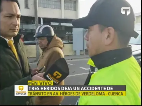 Tres heridos deja un accidente de tránsito en Av. Héroes de Verdeloma - Cuenca