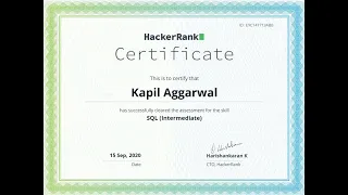 SQL Intermediate Certification Skills Test on Hackerrank Detailed SOLUTION