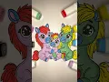 Adorable coloring page features a loving family of horses
