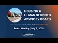 Housing and Human Services Advisory Board Meeting July 9 2026