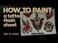 How to paint a traditional tattoo flash sheet from start to finish