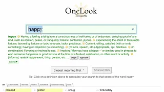 OneLook Thesaurus Search Overview