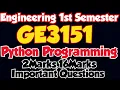 GE3151 Important questions Problem Solving and Python Programming Important question Engineeringking