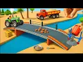 DIY Mini Truck Builds Brick \u0026 Metal Railing Bridge | Fun Construction Science Project