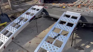 Harbor Freight HAUL-MASTER3000 lb Capacity 12 in x 90 in Arched Aluminum Ramps Set SKU 58115
