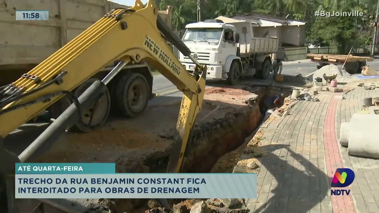 Até quarta feira! Trecho da rua Benjamin Constant fica interditado para obras de drenagem