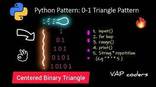 Python Centered Binary Triangle 0-1 Pattern Explained Easy Tutorial