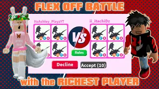 [Part1] FLEX OFF BATTLE with the RICHEST PLAYER in Adopt me! + GIVEAWAYS