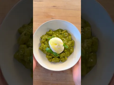 Pesto Gnocchi! Recipe in Bio!