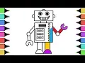 How to Draw Robot Coloring Book Coloring Pages for Kids with Colored Markers