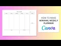 Make Money Designing Low Content Digital Product Canva Tutorial Minimal Weekly Planner