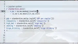 masked arrays with numpy python and emacs