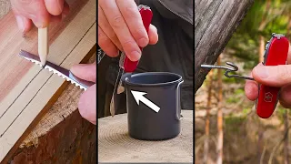 20 BEST IDEAS for solving problems with a Swiss Army Multitool Knife! #bushcraft #survival #camping