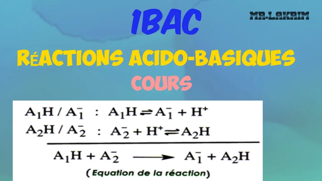 1Bac - Réactions acido-basiques - Cours.