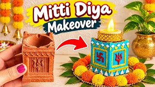 Old Mitti Diya Makeover 😍| Diya decoration for diwali | Diwali Diya Decoration #youtubefestivedrop