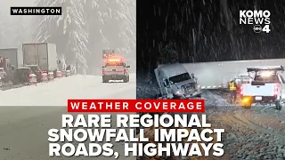 WX COVERAGE Surprise snowfall in Western Washington force road highway closures