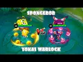 Vergelijking van de Cyclops Spongebob-skins en de Yokai Warlock-skins