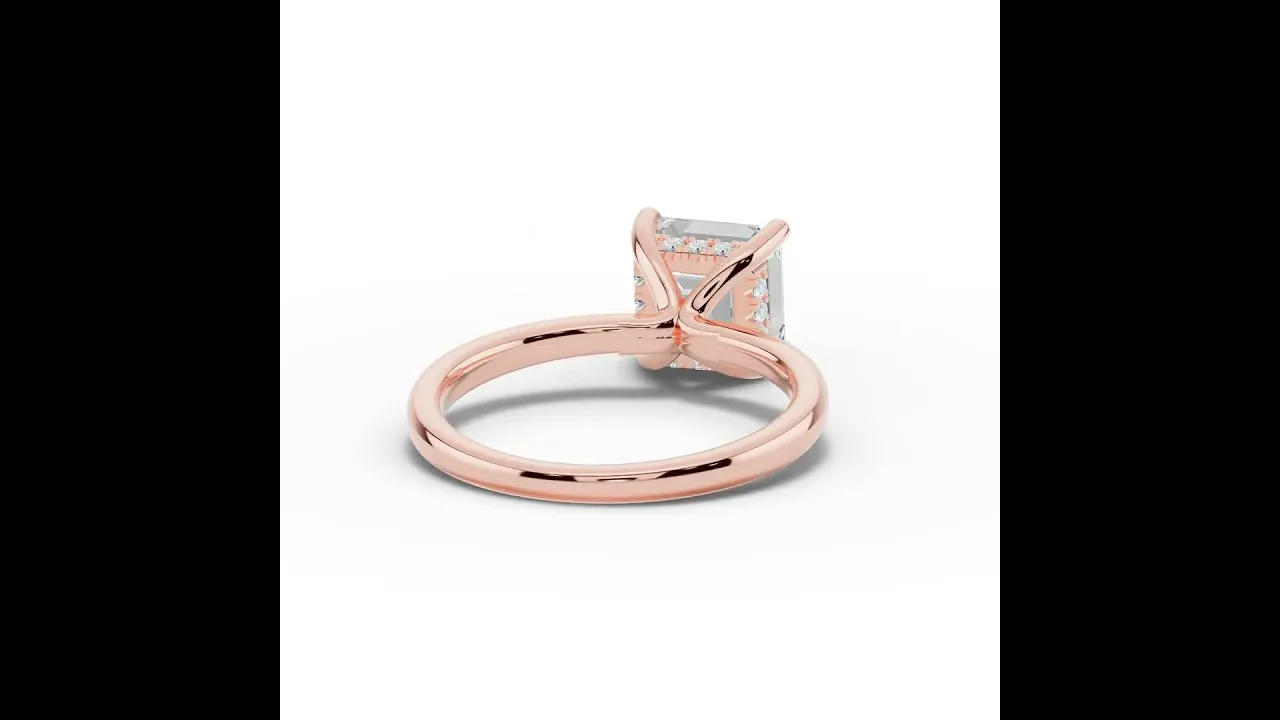Asscher Lustre Hidden Halo Solitaire