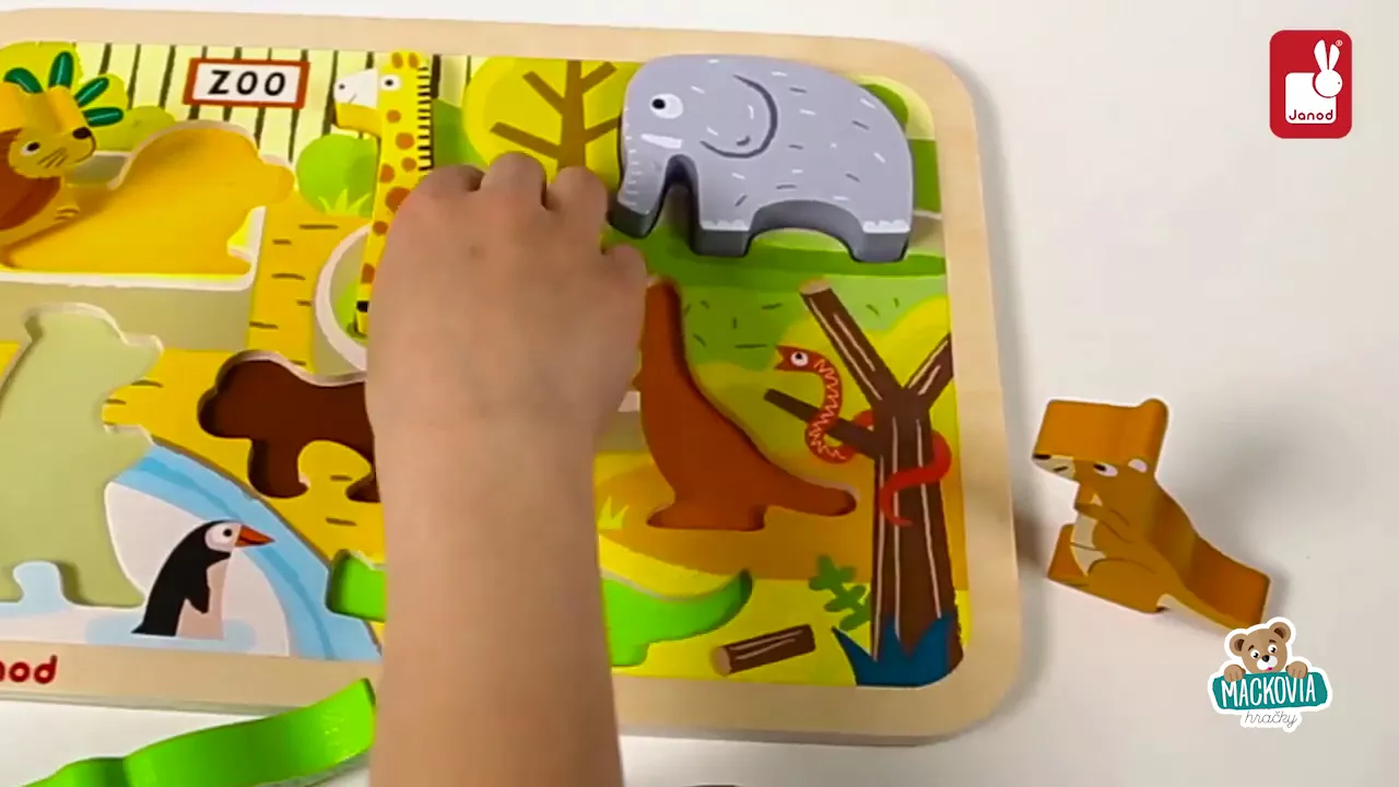 Puzzle pre najmenších - Drevené puzzle pre najmenších Zoo Chunky Janod - 4
