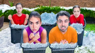 اخر شخص يخرج من الصندوق الثلجي يفوز 