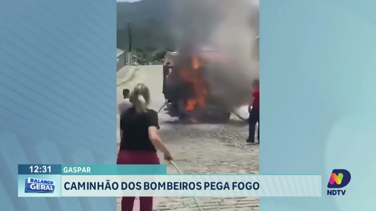Caminhão do Corpo de Bombeiros pega fogo em Gaspar