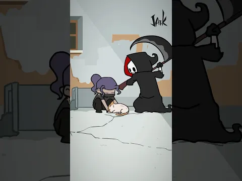 "Cat Lover vs The Grim Reaper" 🐱💀 #JackAndSara #anime #shorts #funny #cat