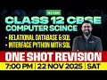 Class 12 CBSE CS Relational Database and SQL Interface Python With SQL One Shot Revision Xylem